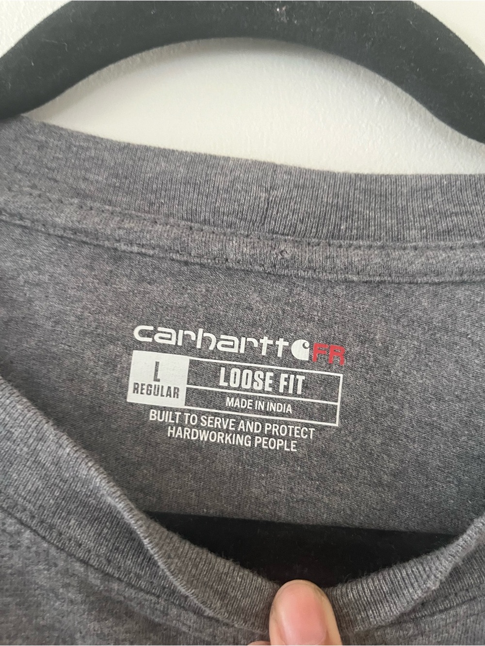 Carhartt FR Workwear Gray Long Sleeve T Shirt Large 100% Cotton Loose Fit - Picture 3 of 6